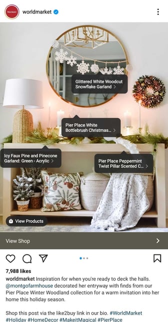 example of world marketing shoppable instagram post