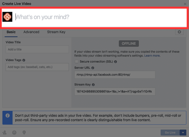 Naming your Scheduled Facebook Live Broadcast Naming your Scheduled Facebook Live Broadcast